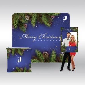 Комплект за изложение за коледно парти с фото стена, сгъваема катедра и селфи рамка